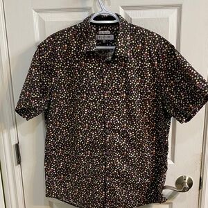 John Lennon Abstract Bubble Stretch Short Sleeve Button Down Shirt Men’s Size XL